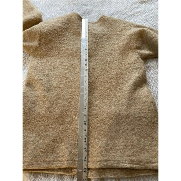 Vintage Russ Women's Wool Sweater Sz S Neutral Wood Buttons Cardigan Minimalist - Picture 8 of 15